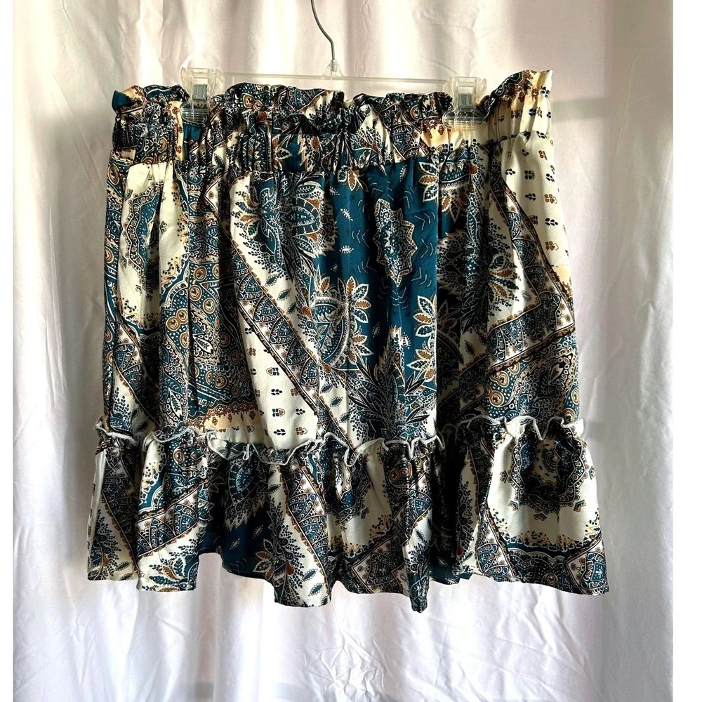 Boho Paisley‎ Skirt Cottagecore Ruffle Tiered Skirt Coastal Cowgirl Flowy XXL